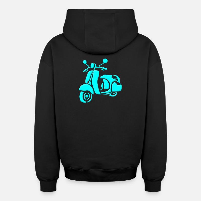 Scooter rétro - Sweat à capuche unisexe zippé oversize épais SPREAD - noir
