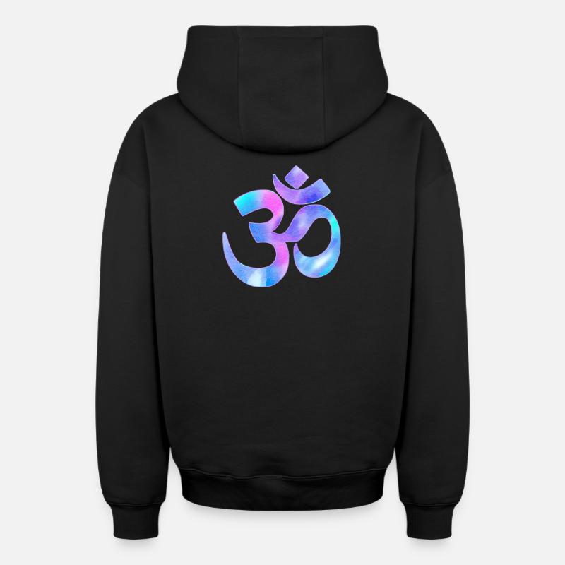 Om - Sweat à capuche unisexe zippé oversize épais SPREAD - noir