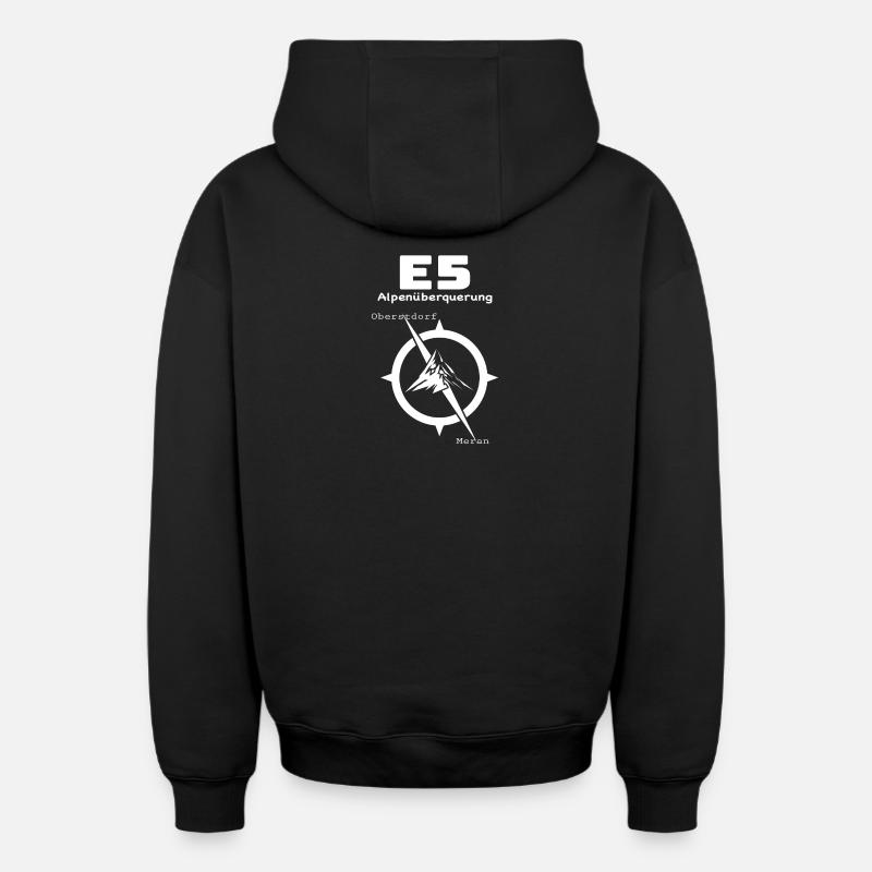 E5 Traversée des Alpes - Sweat à capuche unisexe zippé oversize épais SPREAD - noir