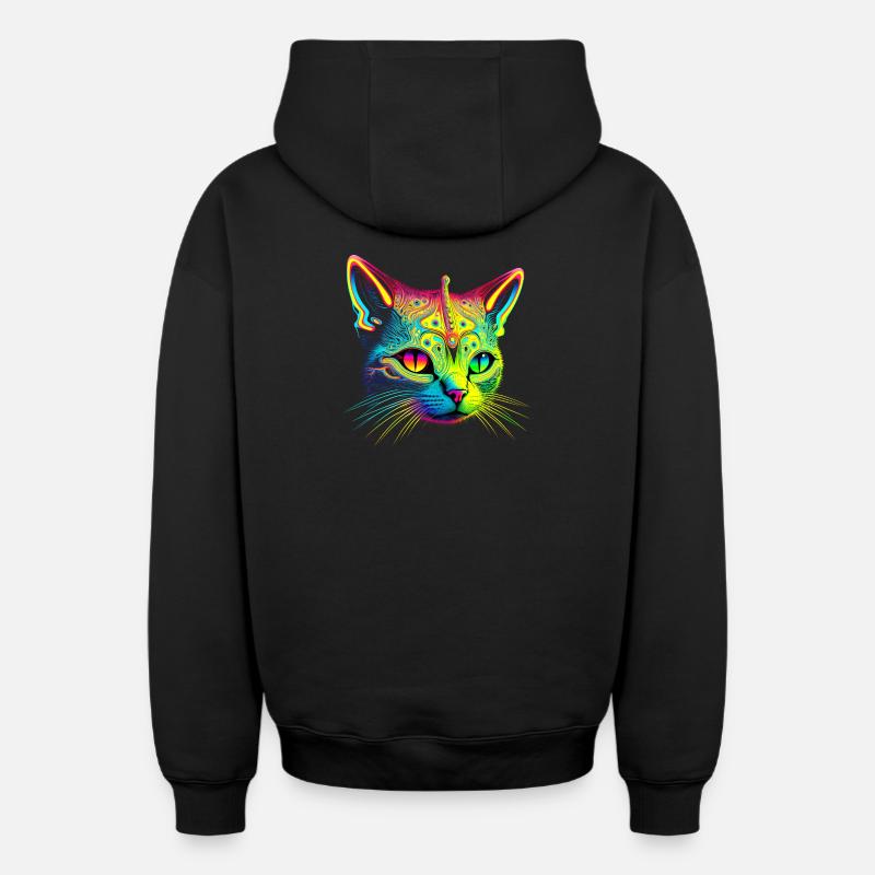 Chat extraterrestre - Sweat à capuche unisexe zippé oversize épais SPREAD - noir