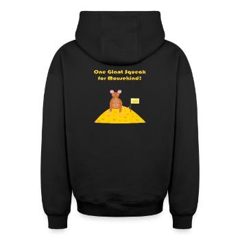 mouse on the moon Funny Sci Fi Fantasy Art - Oversized Heavyweight Unisex Zip Hoodie - black - Back - AI Model Male 185 dark (185cm)