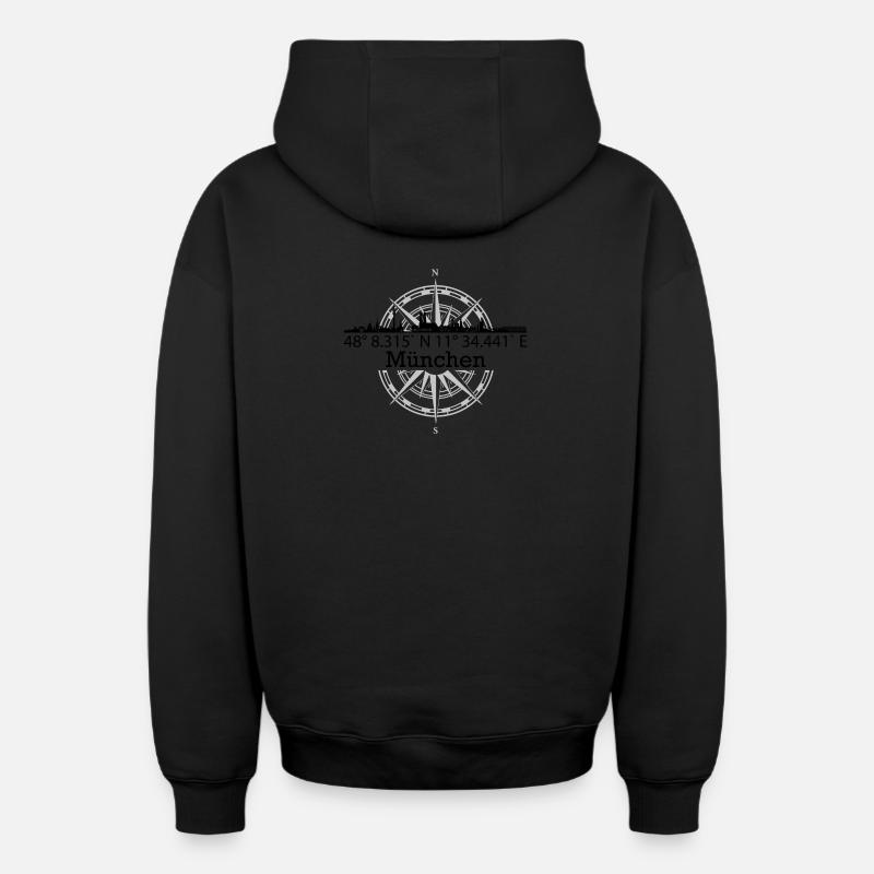 Skyline München - Oversized Heavyweight Unisex Zip Hoodie - Schwarz