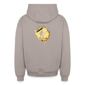 Mir reichts ich geh Tennis spielen - Oversized Heavyweight Unisex Zip Hoodie - Taupe - Hinten - AI Model Male 178 light (178cm)