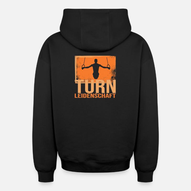 Turn Leidenschaft - Oversized Heavyweight Unisex Zip Hoodie - Schwarz