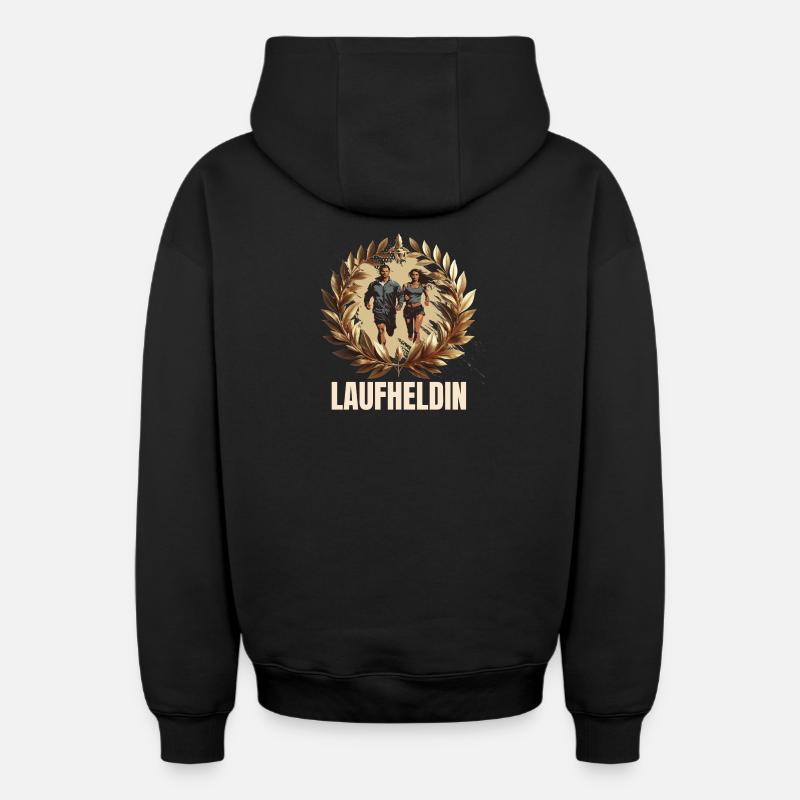 Laufheldin - Oversized Heavyweight Unisex Zip Hoodie - Schwarz