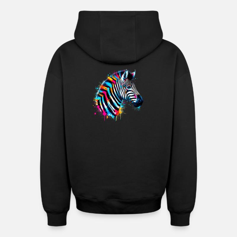 Zèbre - Sweat à capuche unisexe zippé oversize épais SPREAD - noir