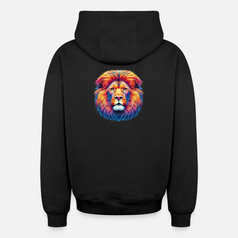Lion - Sweat à capuche unisexe zippé oversize épais SPREAD - noir