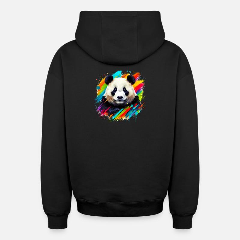 Panda - Sweat à capuche unisexe zippé oversize épais SPREAD - noir