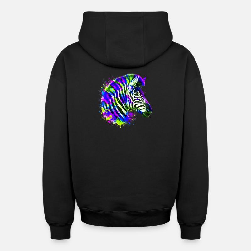 Zèbre - Sweat à capuche unisexe zippé oversize épais SPREAD - noir