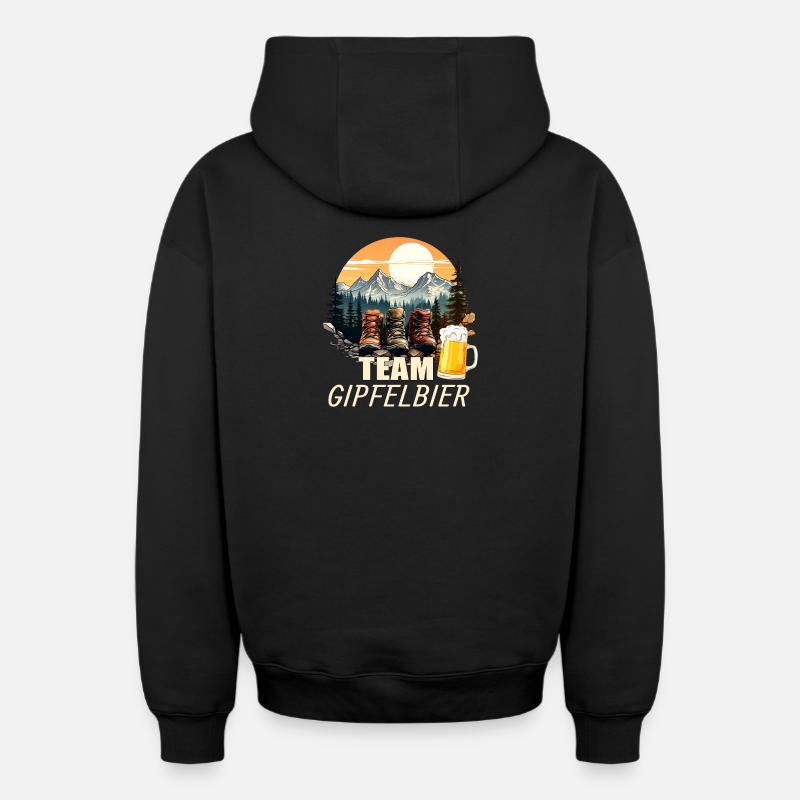 Team Gipfelbier - Oversized Heavyweight Unisex Zip Hoodie - Schwarz
