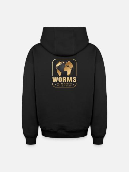 Worms - Oversized Heavyweight Unisex Zip Hoodie - Schwarz