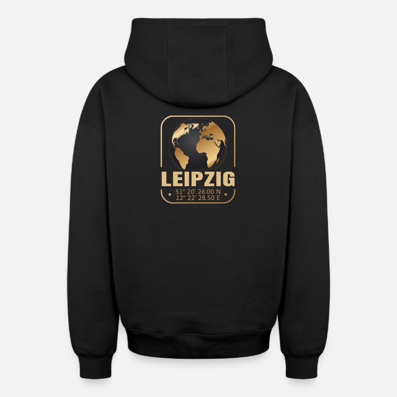 Leipzig - Oversized Heavyweight Unisex Zip Hoodie - Schwarz