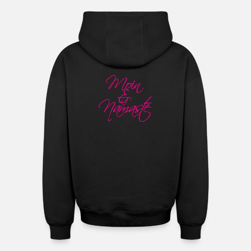 Moin & Namaste, magenta - Sweat à capuche unisexe zippé oversize épais SPREAD - noir