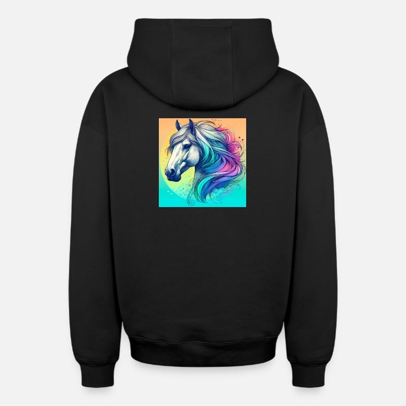 cheval - Sweat à capuche unisexe zippé oversize épais SPREAD - noir
