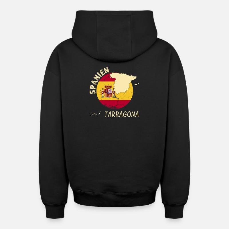 Tarragone - Sweat à capuche unisexe zippé oversize épais SPREAD - noir
