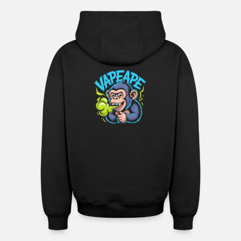 Vapeape Funny Monkey Graphique - Sweat à capuche unisexe zippé oversize épais SPREAD - noir