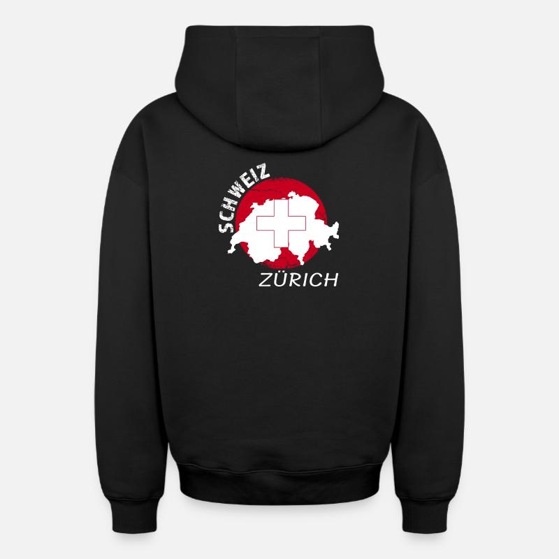 Zurich - Sweat à capuche unisexe zippé oversize épais SPREAD - noir