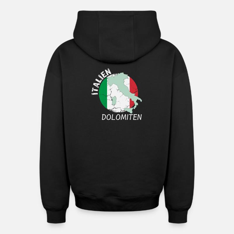 Dolomites - Sweat à capuche unisexe zippé oversize épais SPREAD - noir