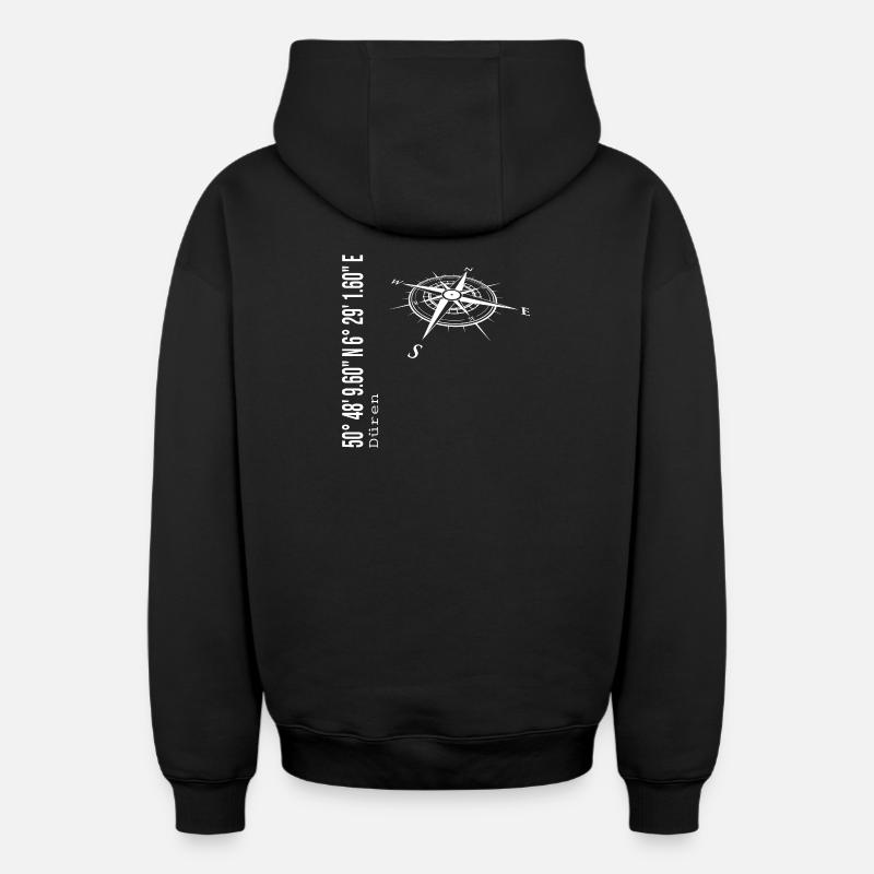 DÜREN - Sweat à capuche unisexe zippé oversize épais SPREAD - noir