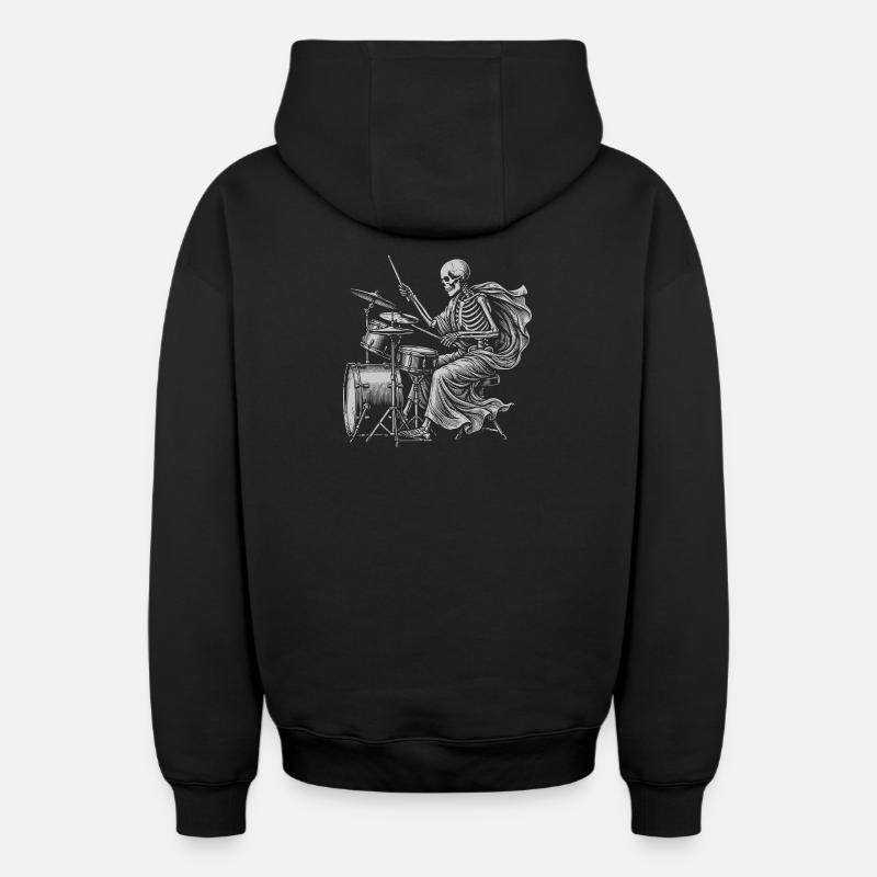 Batteur squelette avec cape - Sweat à capuche unisexe zippé oversize épais SPREAD - noir