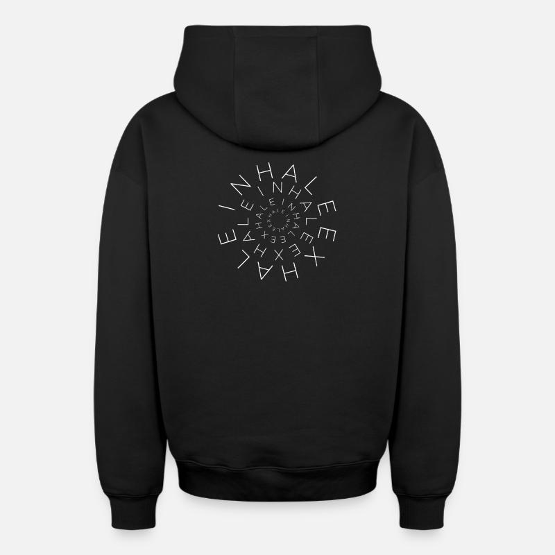 INHALEEXHALE - Sweat à capuche unisexe zippé oversize épais SPREAD - noir