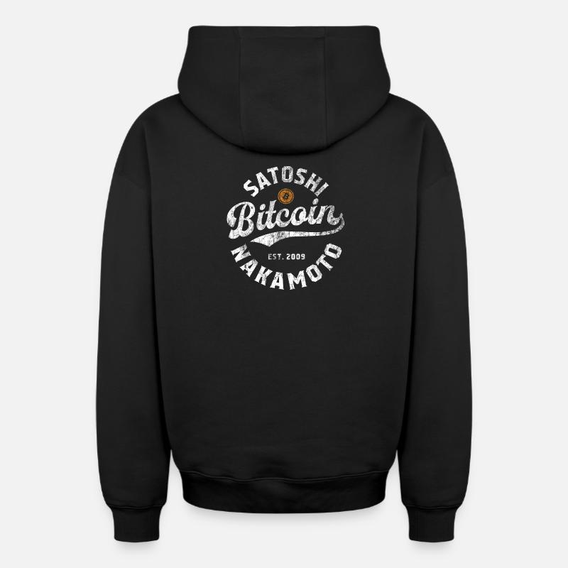 Bitcoin Satoshi Nakamoto - Sweat à capuche unisexe zippé oversize épais SPREAD - noir