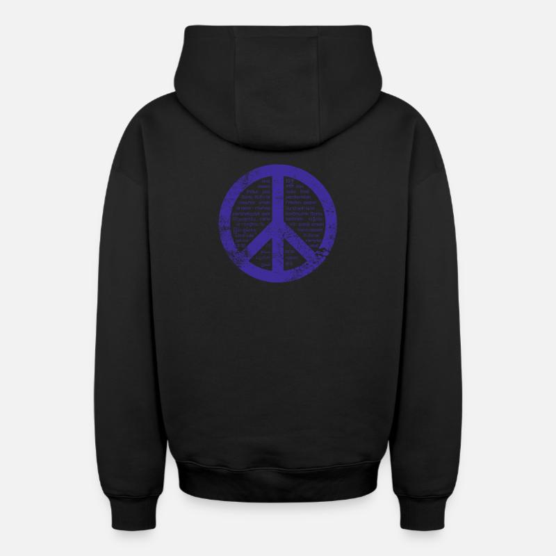 Signe bleu de paix. - Sweat à capuche unisexe zippé oversize épais SPREAD - noir