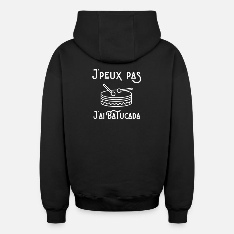 Batucada, joueur de batucada, percussion - Sweat à capuche unisexe zippé oversize épais SPREAD - noir