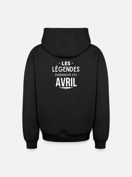avril, mois de naissance, légende - Sweat à capuche unisexe zippé oversize épais SPREAD - noir