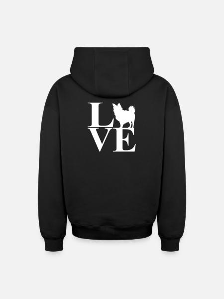 Love Chihuahua - Oversized Heavyweight Unisex Zip Hoodie - black