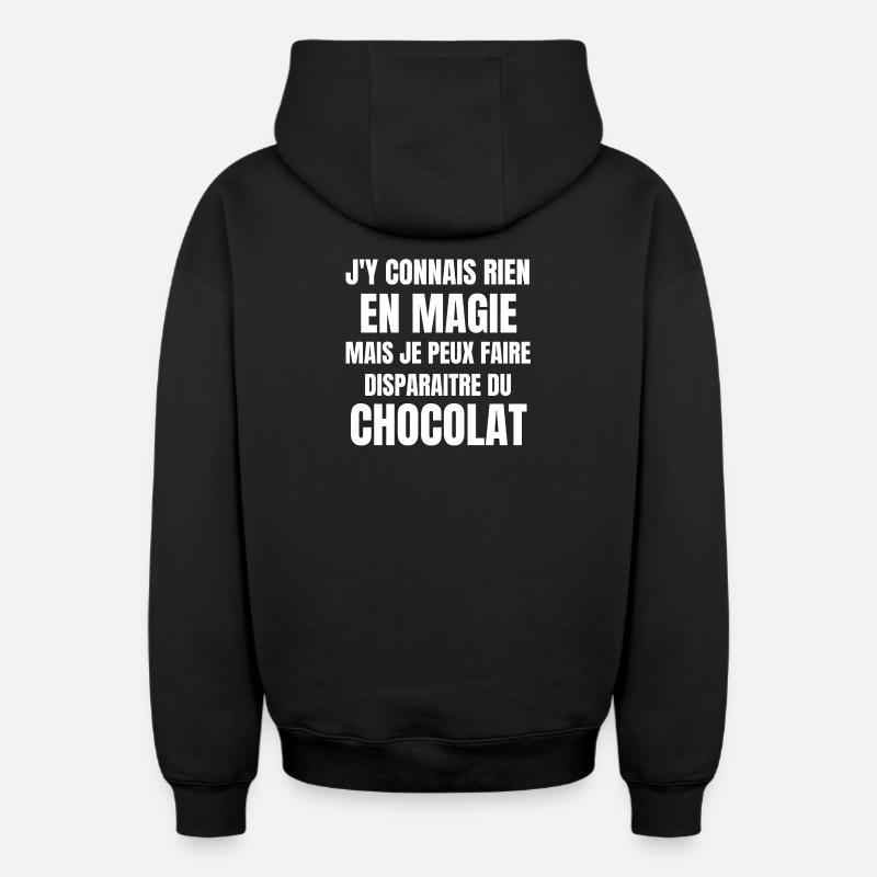 chocolat, chocolat humour, manger du chocolat - Sweat à capuche unisexe zippé oversize épais SPREAD - noir