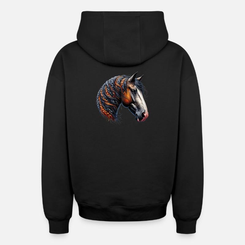 Cheval - Sweat à capuche unisexe zippé oversize épais SPREAD - noir
