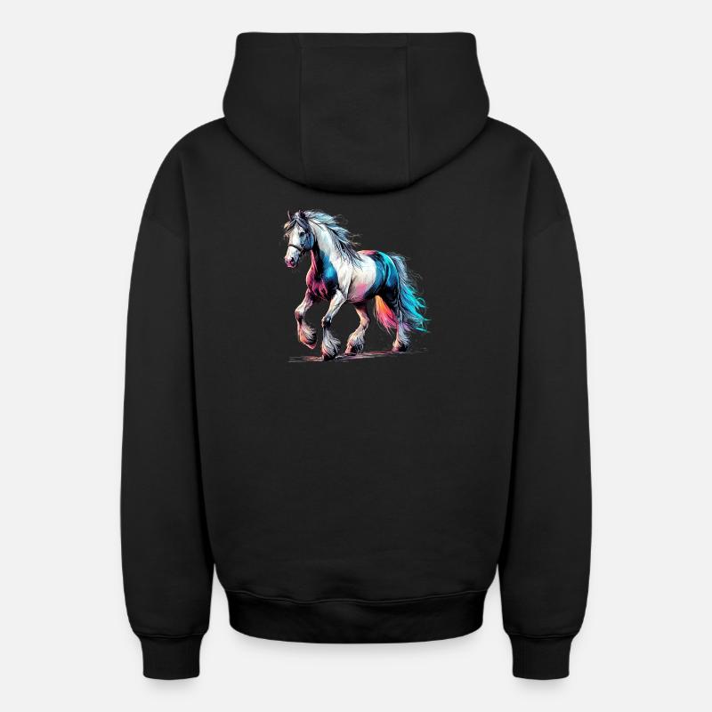 Cheval - Sweat à capuche unisexe zippé oversize épais SPREAD - noir