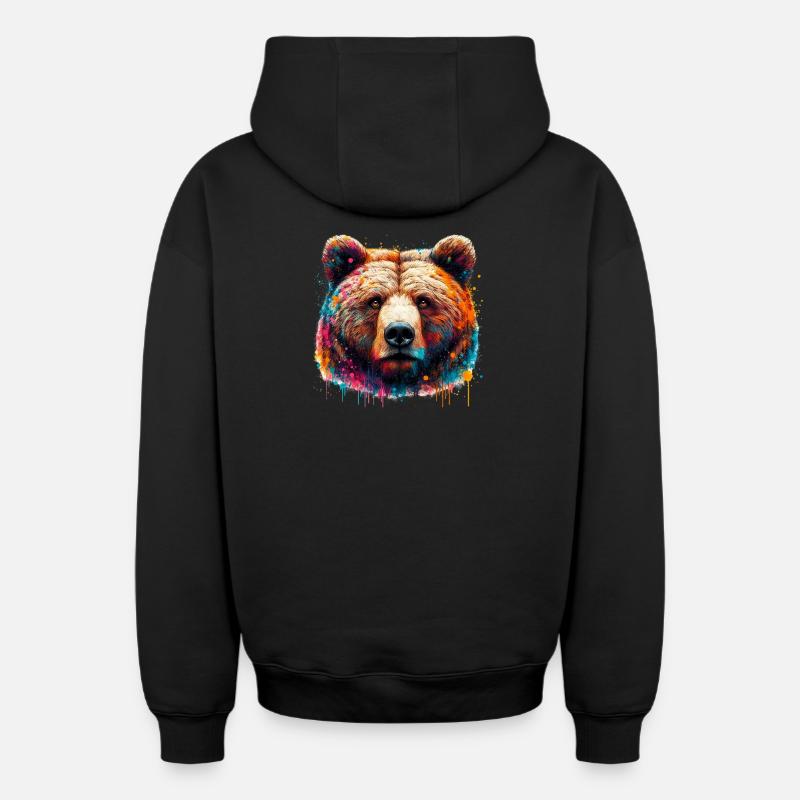Ours - Sweat à capuche unisexe zippé oversize épais SPREAD - noir