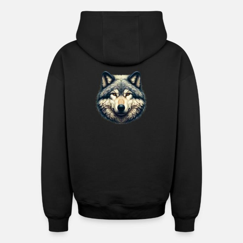 Loup - Sweat à capuche unisexe zippé oversize épais SPREAD - noir