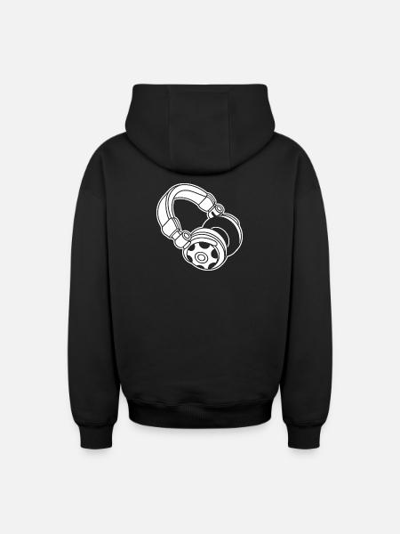 Headphone Silhouette: DJ & Music Vibes - Oversized Heavyweight Unisex Zip Hoodie - black