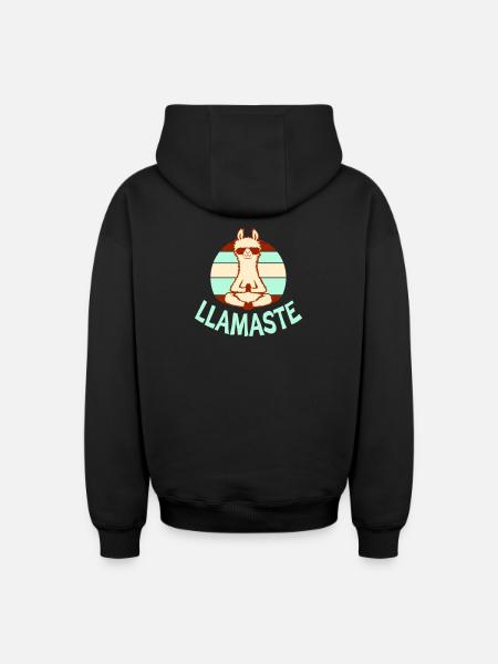 Lama Mediterer Yoga Llamaste Solbriller Retro - Unisex oversize hættetrøje med lynlås i kraftig kvalitet - sort