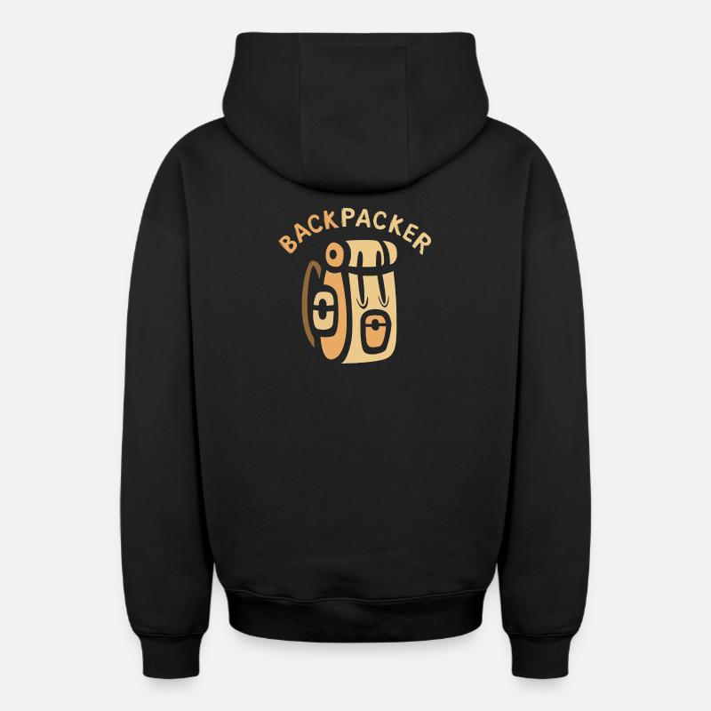 Backpacker Comic Rucksack Design - Oversized Heavyweight Unisex Zip Hoodie - Schwarz