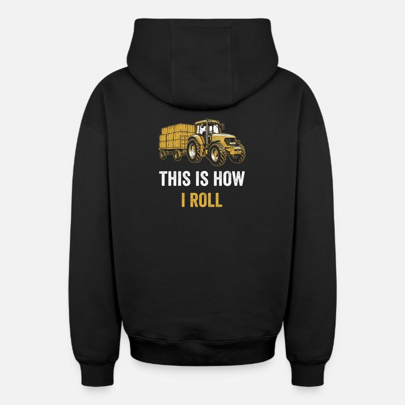 Traktor Spruch So rolle ich - Oversized Heavyweight Unisex Zip Hoodie - Schwarz