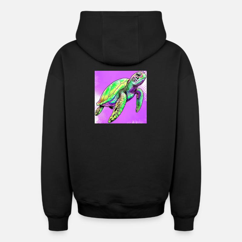 tortue - Sweat à capuche unisexe zippé oversize épais SPREAD - noir