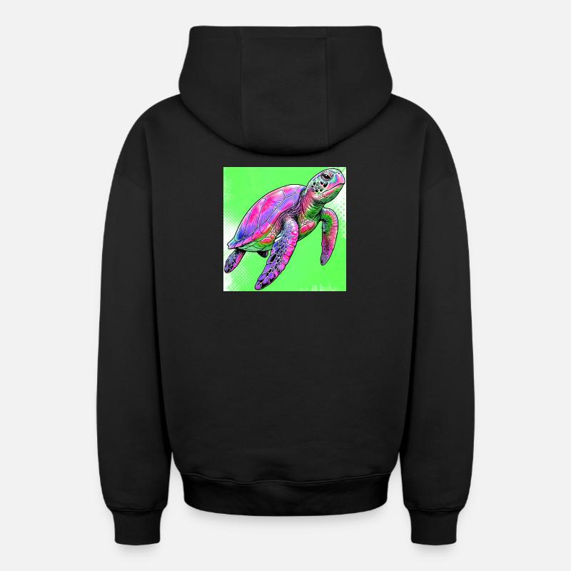 tortue - Sweat à capuche unisexe zippé oversize épais SPREAD - noir