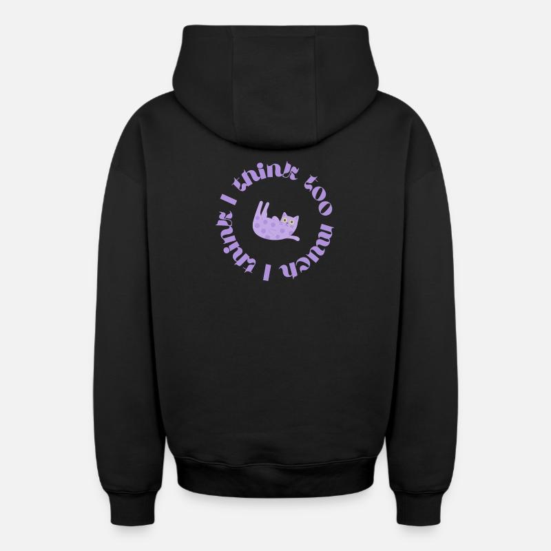Je pense trop #2 - Sweat à capuche unisexe zippé oversize épais SPREAD - noir
