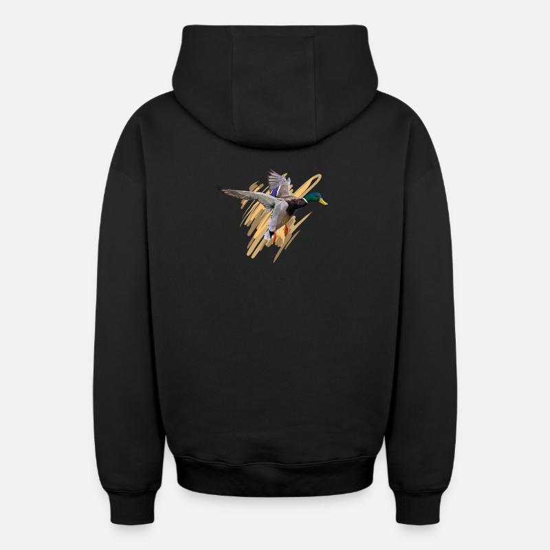 Duck - Sweat à capuche unisexe zippé oversize épais SPREAD - noir