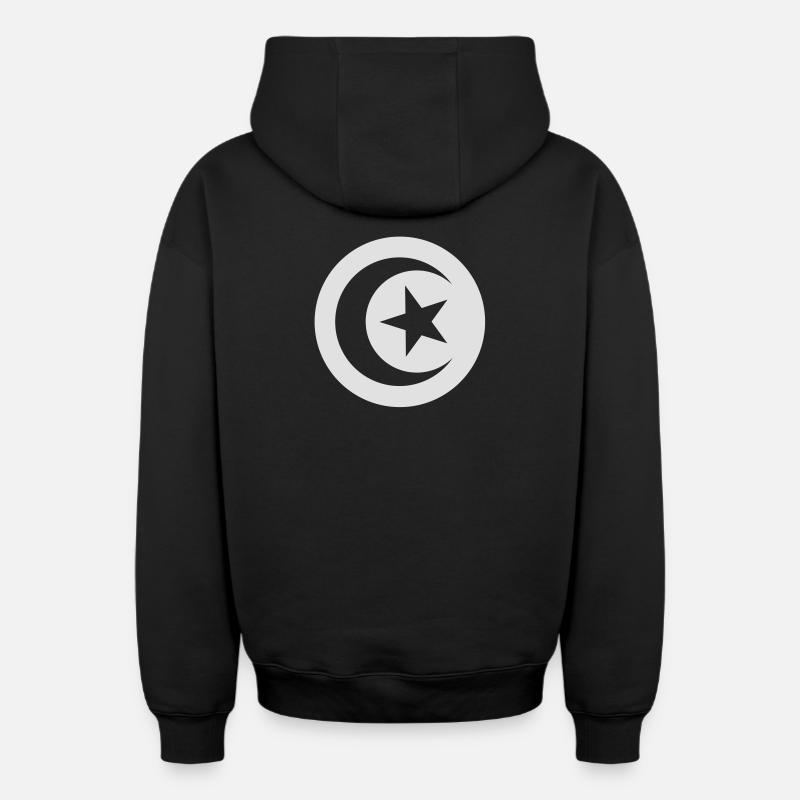 Drapeau tunisien - Sweat à capuche unisexe zippé oversize épais SPREAD - noir