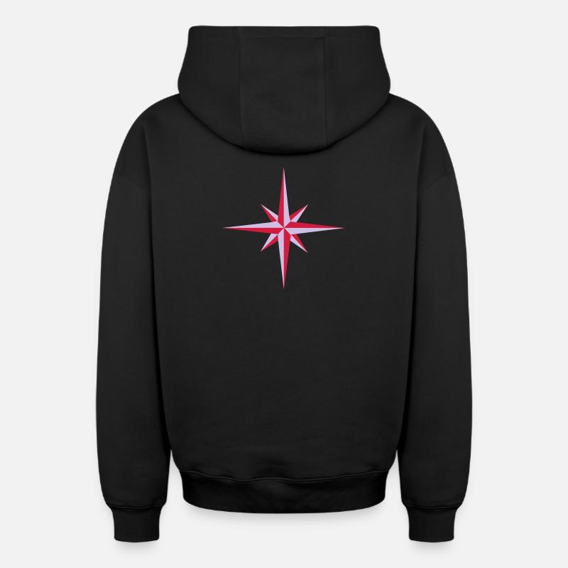 Kompas - Oversized Heavyweight Unisex Zip Hoodie - Schwarz