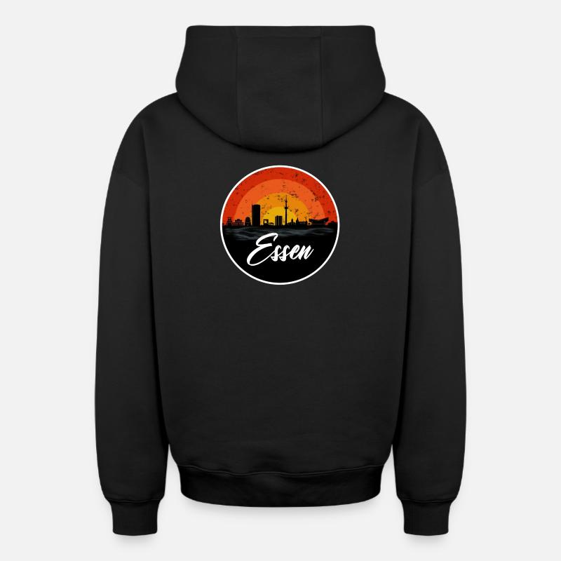 Essen Skyline II - Sweat à capuche unisexe zippé oversize épais SPREAD - noir