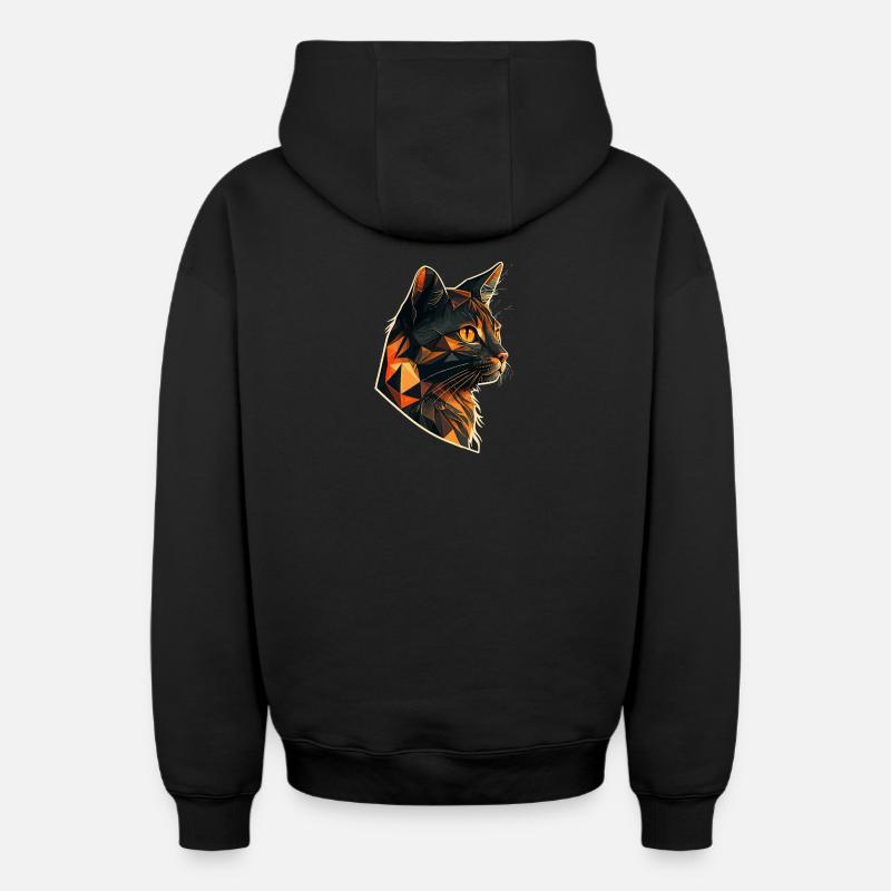 Chat stylisé, Géométrique - Sweat à capuche unisexe zippé oversize épais SPREAD - noir