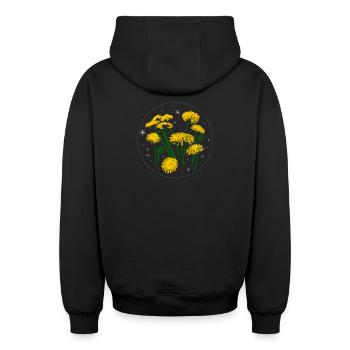 Löwenzahn Frühling Sternenhimmel - Oversized Heavyweight Unisex Zip Hoodie - Schwarz - Hinten - AI Model Male 185 dark (185cm)