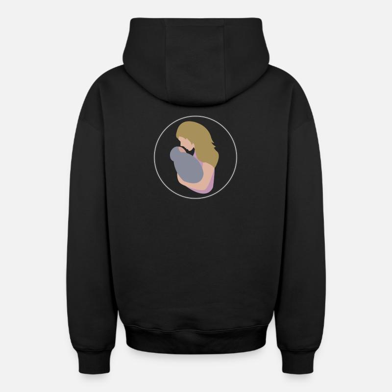 Mutter und Kind - Oversized Heavyweight Unisex Zip Hoodie - Schwarz