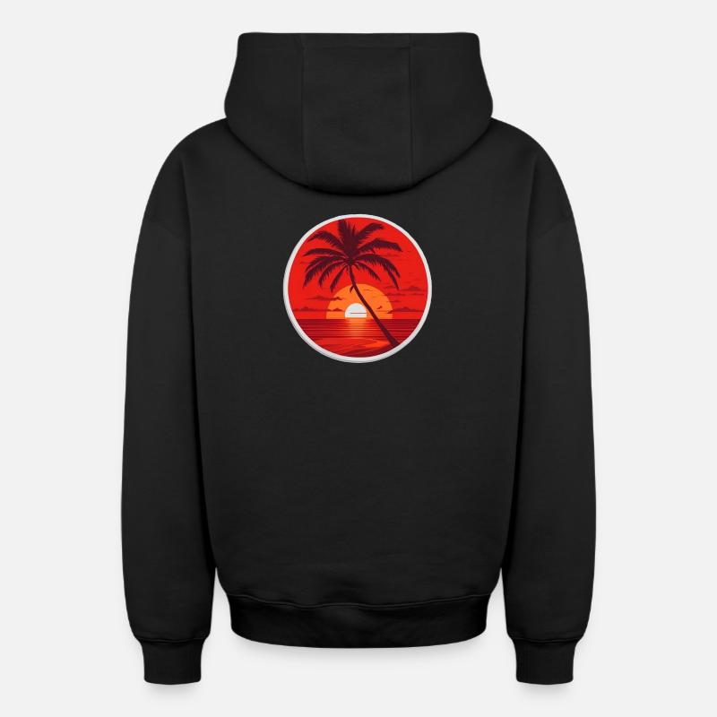 Coucher de soleil - Sweat à capuche unisexe zippé oversize épais SPREAD - noir